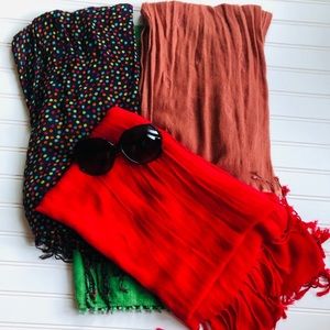 Womens bundle of 4 colorful fun scarves